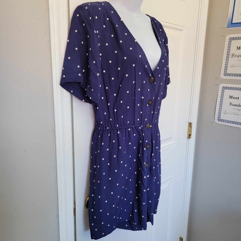 NWT Madewell Button Front Day Romper In Navy White Polka Dot Preppy Size Small - Picture 5 of 12